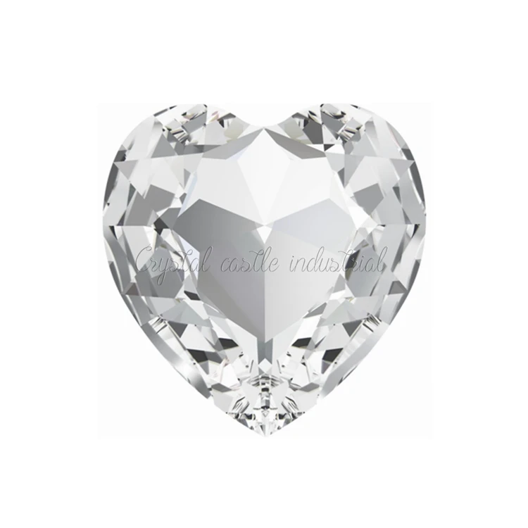 Crystal Castle jewelry making sparkle 4827 heart shaped clear white foil back sew on pointed back rhinestones wholesale gemstone