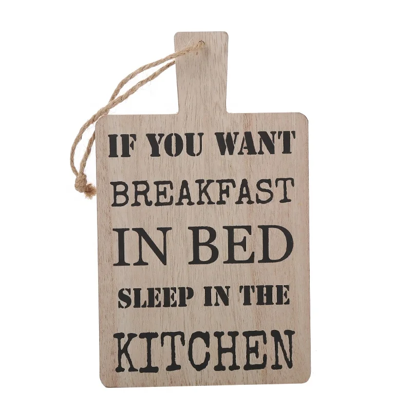 
If You Want Breakfast in Bed Sleep in The Kitchen Home Decorative Plauqe Wooden Plaque Hanging Sign Board 