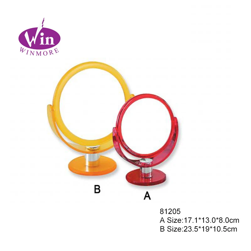 plastic frame  double sides table stand mirror / desktop mirror one side magnifying