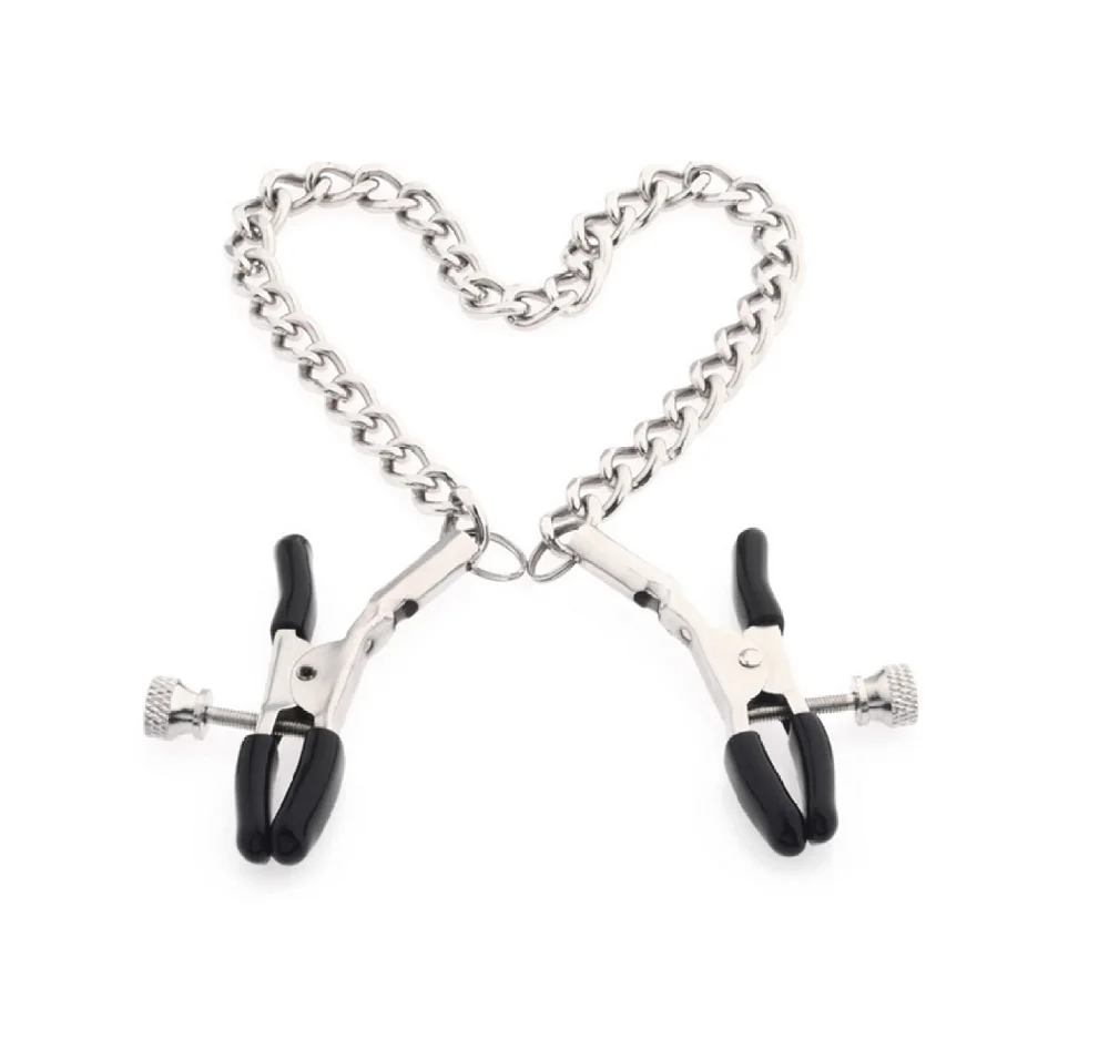 Metal Nipple Clamps With Chain Sexy Game Breast Clip Bondage For Couple