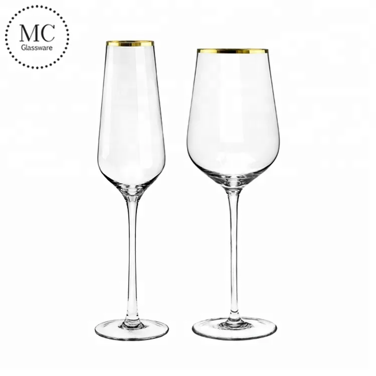 Gold Rim Hammered Glassware Red Wine Cocktail Hand Blown Italian Style Crystal Bordeaux