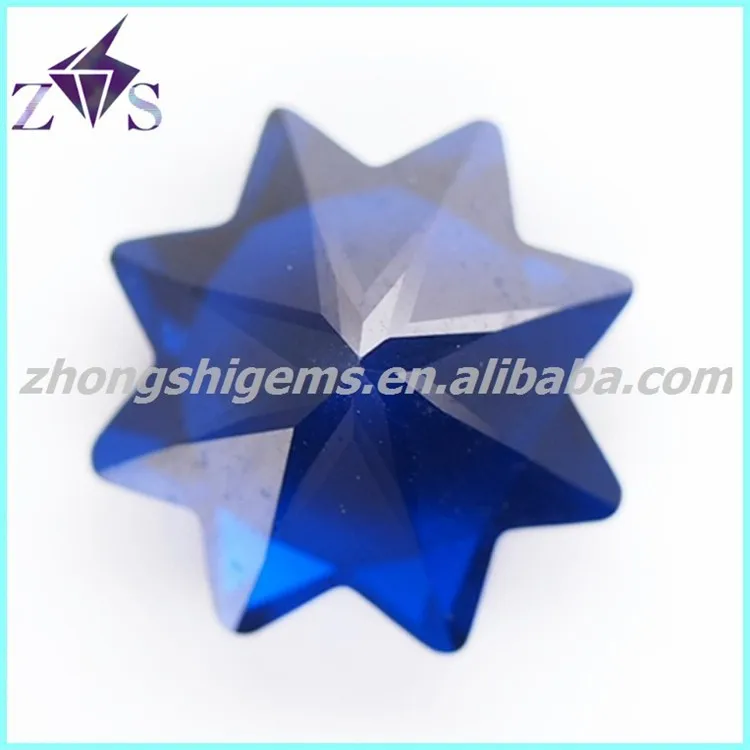Eight-Pointed-Star shape Sapphire Blue Cubic Zirconia Gemstone