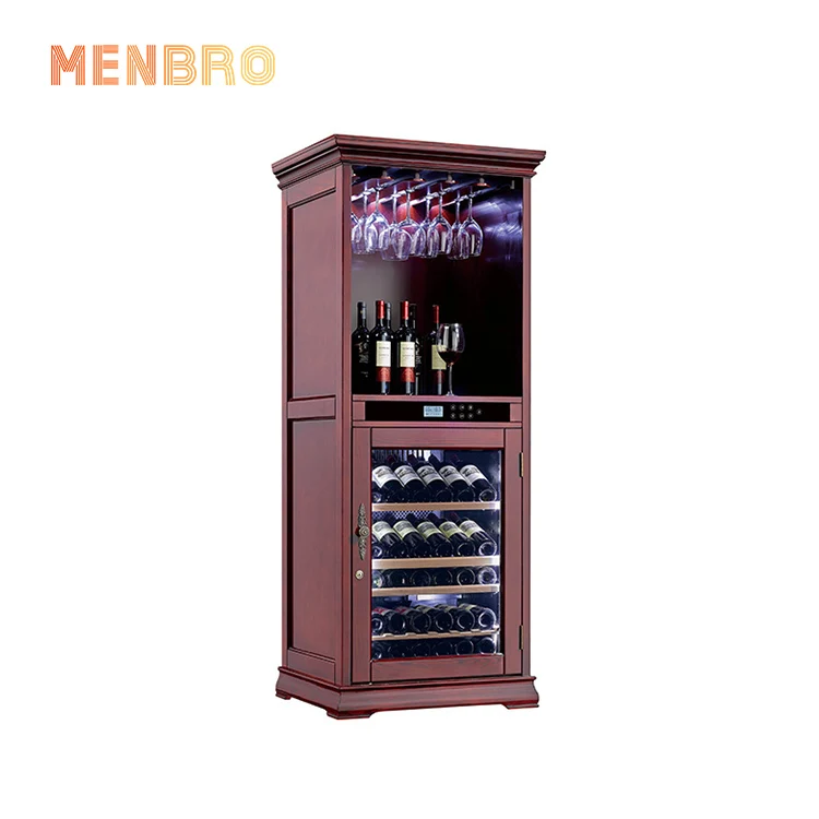 Classic Design Wooden Compressor Whiskey Wine Fridge Corner Oak Red Wine Cooler Cabinet for Living Room Home Bar Cellar