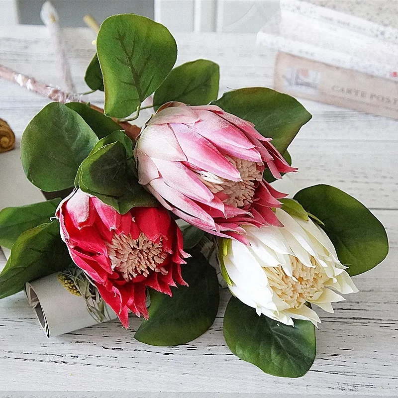Factory China Artifical Flowers Hand Made Protea Cynaroides King Protea Big Flowers
