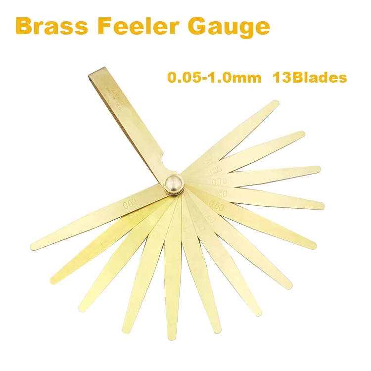 Good quality gap blades brass feeler gauge set 20blades/set measuring range 0.05 to 1.00mm