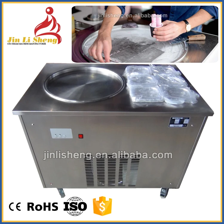 Double Pan Instant icecream Ice Roll Thailand Stir Fry Fried Ice Cream Machine Fried Ice Cream Roll Machine W/Topping Containers