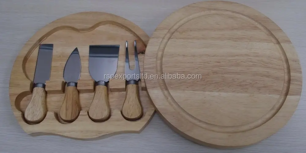 FDA Kitchen Cooking Tools 4 Piece Stainless Steel Cheese Slicer Cutter Cheese Board and Knife Set Laser OEM Customized Box