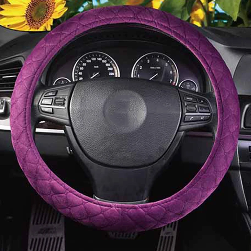 With Stitching Lines Stylish Circular Smooth Steering Wheel Cover Truck
