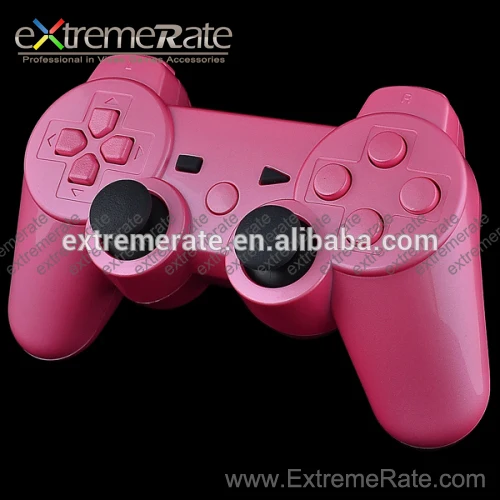 Polished Chrome Pink Gaming Case Replacement for PS3 Wireless Controller with Full Button Set Accessories