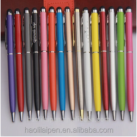 Promotional stylus touch ballpoint pen multicolor cheaper slim pen for hotel metal pen