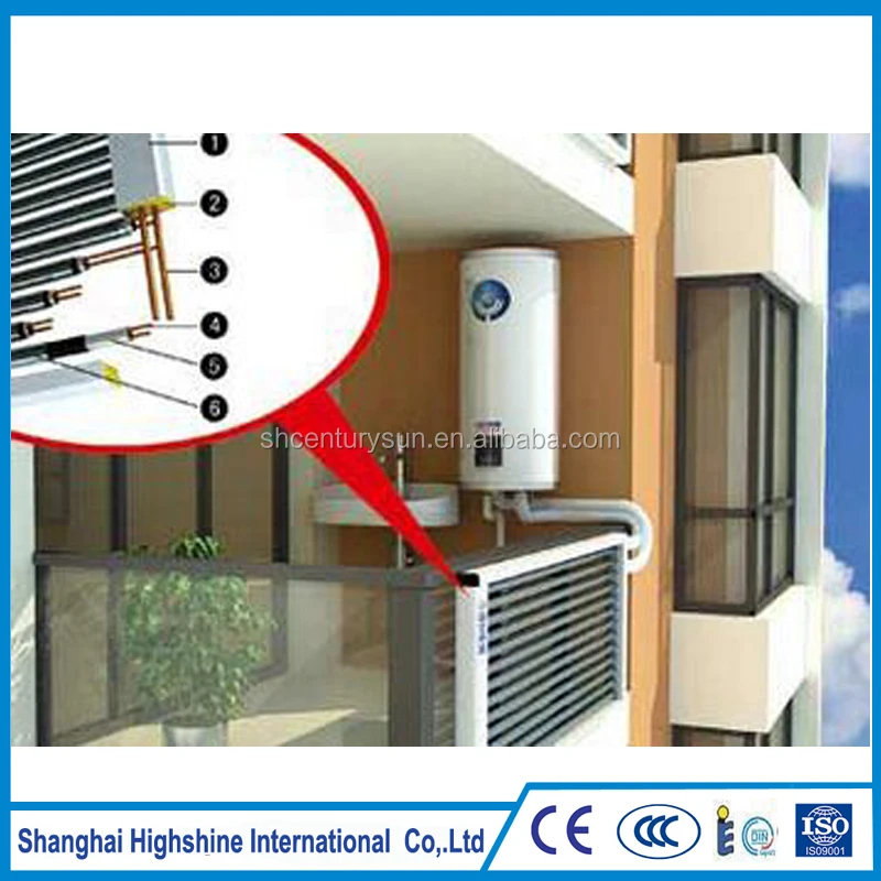 Super Thermal U Heat Pipe Split and Pressurized Balcony Wall Mounted Solar Water Heating System for High Building