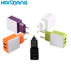 Phone Accessories Flat Mobile Phone Charger 2.1A 2 USB Port Plugs Travel Charger For Iphone