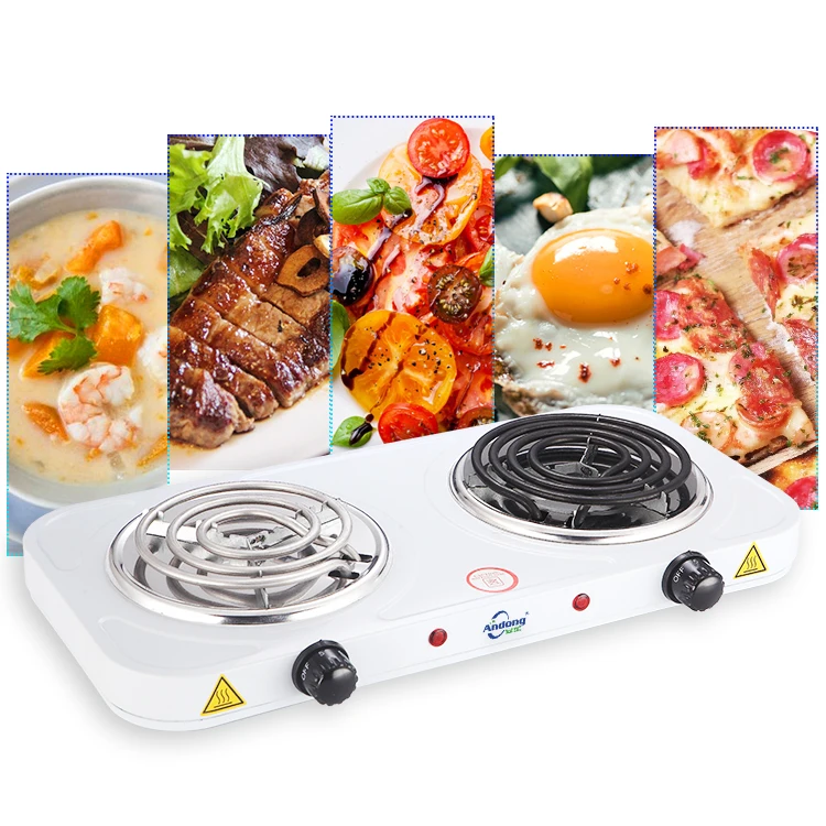 Double burner electric coil hot plate