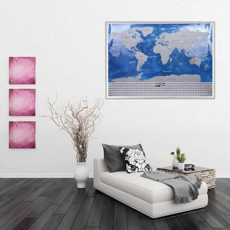 Настенный постер с нажимными штифтами поцарапаемая карта мира подарки для путешественников