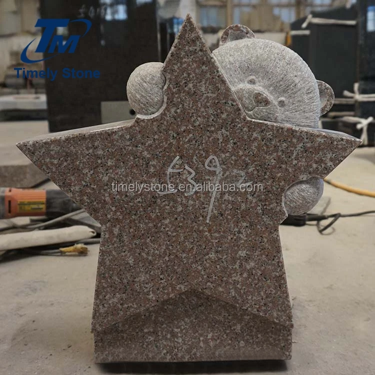 
Simple Quality Granite Teddy Bear Star Child Headstone 