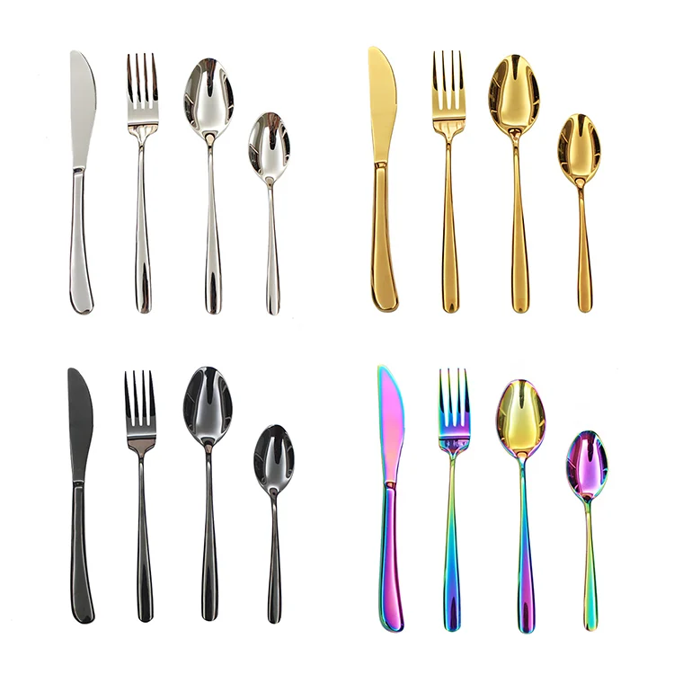 
Food grade 304 stainless steel rainbow cutlery colorful flatware set 