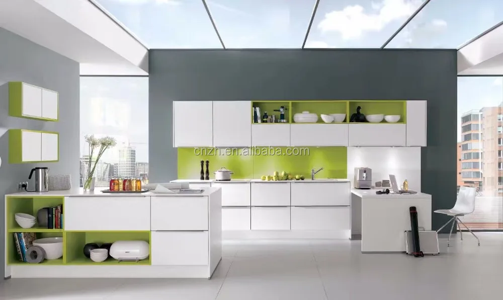 Liberia high glossy finish integrated kitchen cabinets small kitchen design