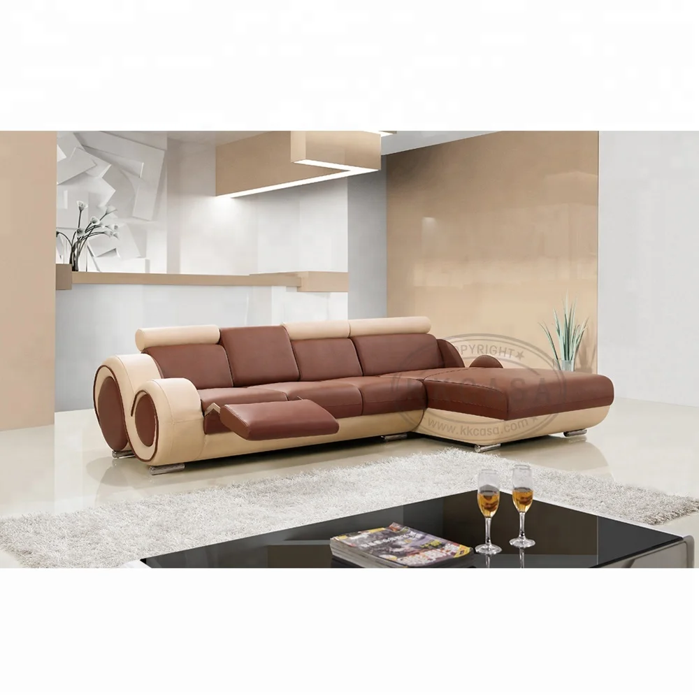 Living room L shape Sectional sofa set  cheaper Recliner sofa  Half Moon Small Pure Imported Leather Sofa Set