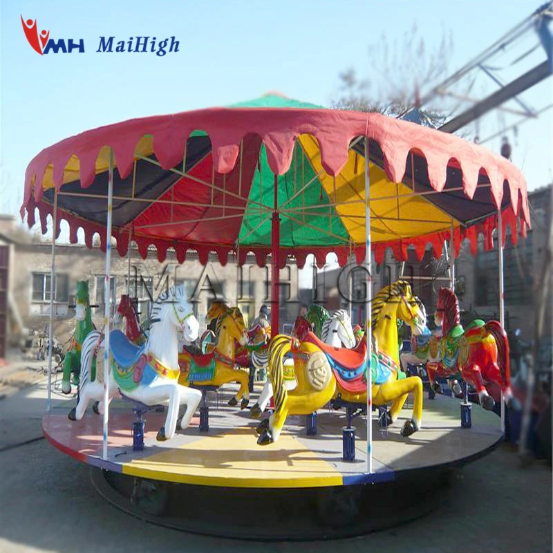 Cheap amusement rides simple carousel mounted with trailer for sale