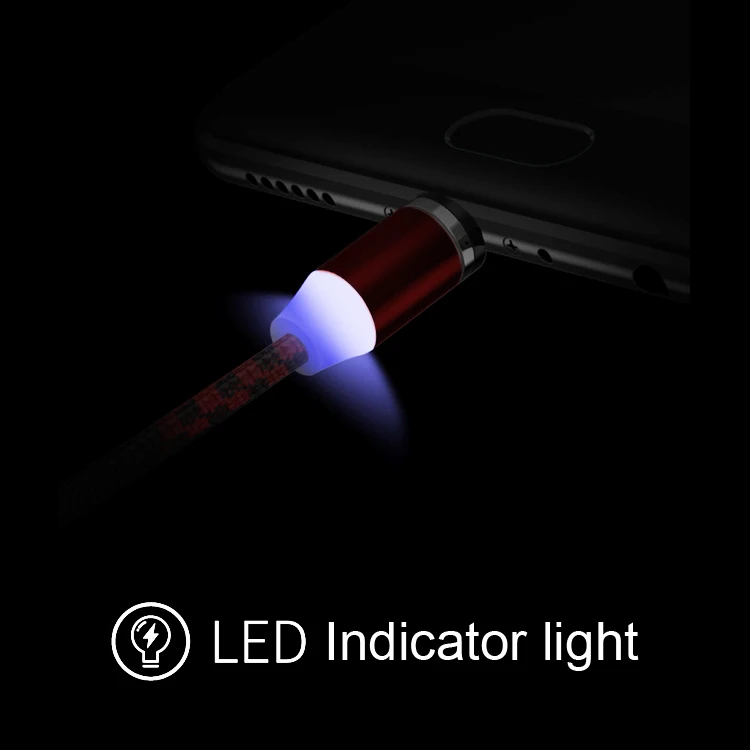 3 in 1 2.1A Black Red Micro Type C 8 Pin Fast Charging Cable Magnetic Micro USB