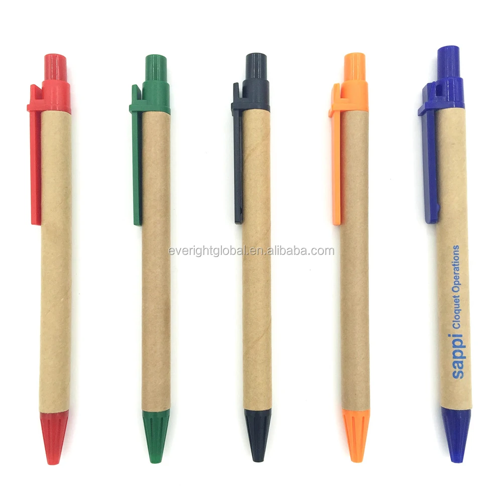F136 Promotional Recycled Cardboard Pen with plastic Clip with custom logo