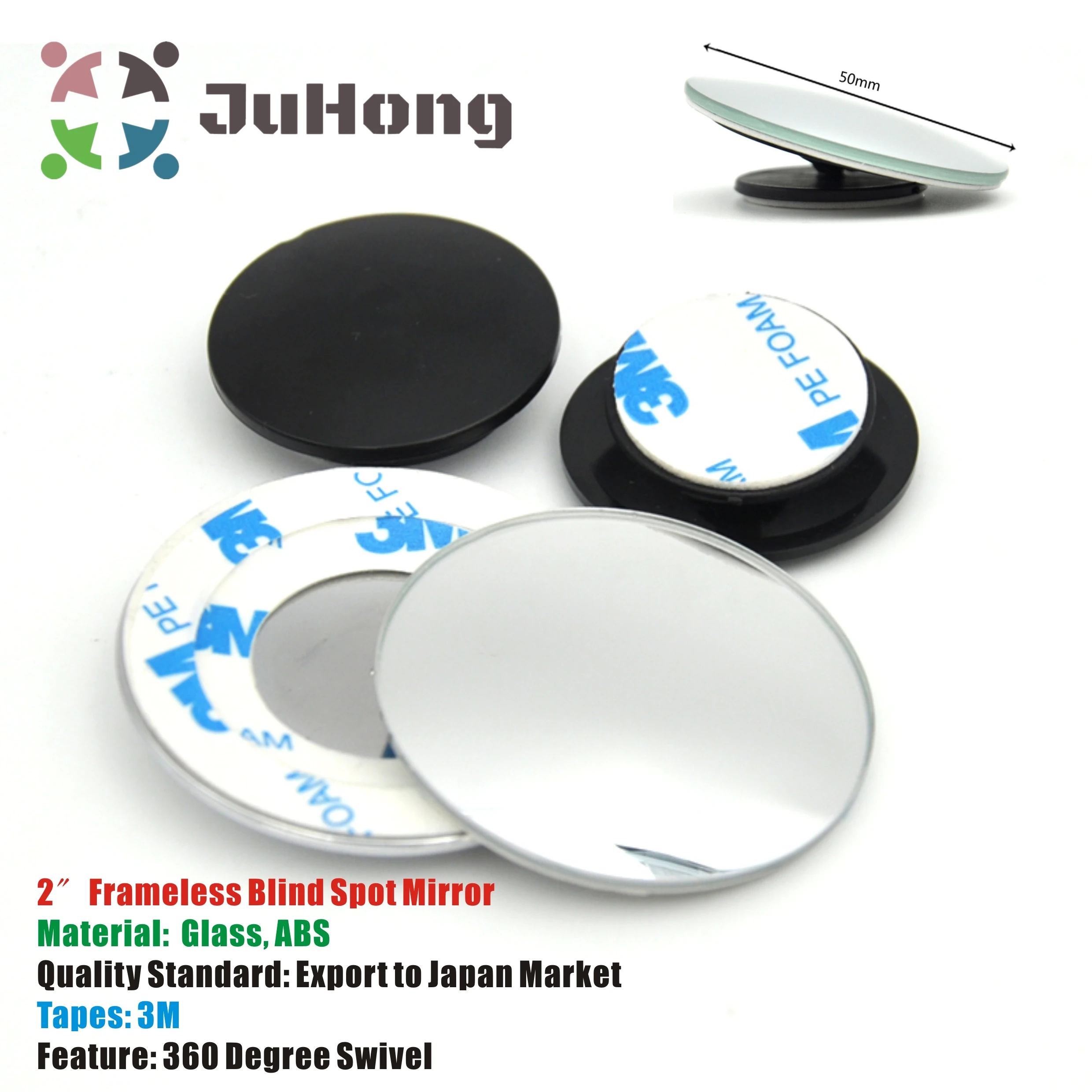 Round Convex Wide Angle Mirror Blind Spot Mirrors Rear View Mirror Assist Fully Adjustable Secure Adhesive Tape Sold by Pair