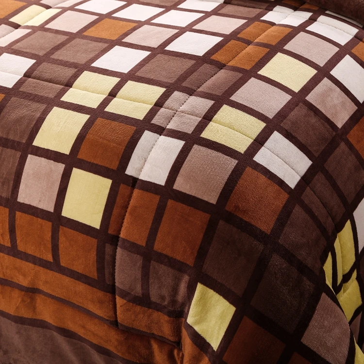 
china factory wholesale custom printed heavy winter fleece blanket quilts bedding set 