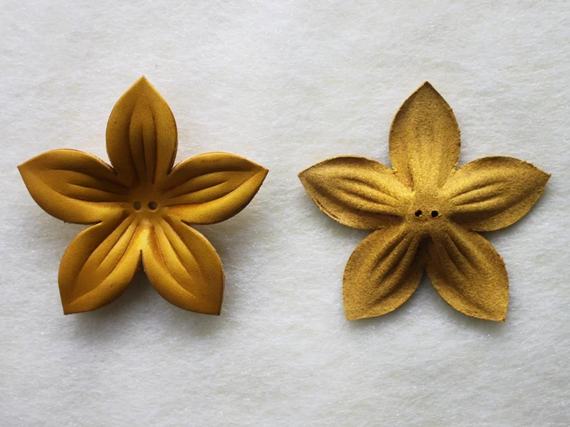 Good Quality Solid Color Genuine Leather Petal With 5 leaves For Making DIY Flowers Accessories Decoration 8*8cm