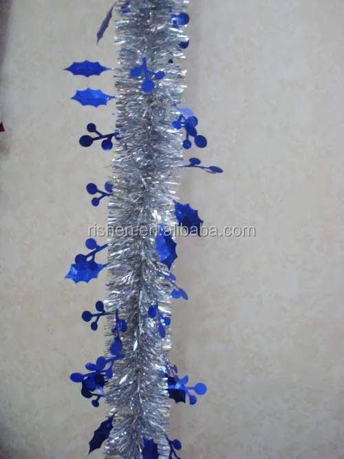 
2M long Pink Double Round Shape Hanging Christmas Tinsel with decorations Colorful Tinsel 