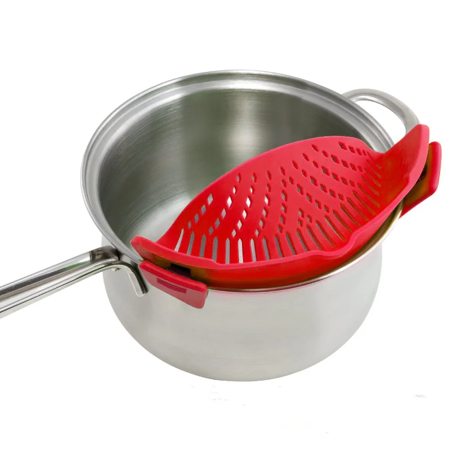 Kitchen Silicone Basket Strainer Draining Basket Kitchen Snap Strainer Clip on Silicone Colander Pot Strainer