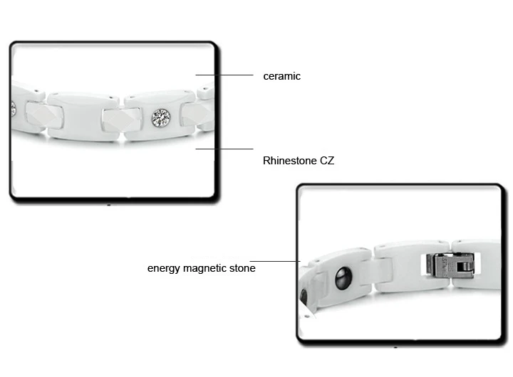 Wholesale White Ceramic Energy Magnetic Stone Buckle Bracelet