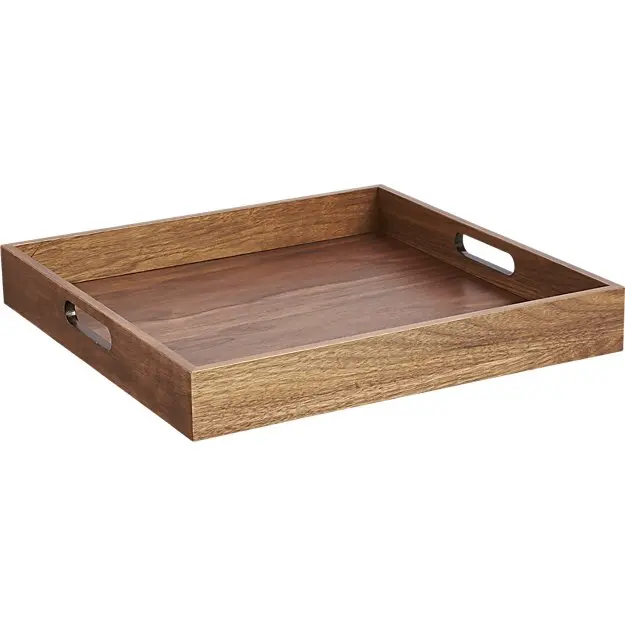 New Product Luxury Popular Acacia Wood Tray with Walnut Stain
