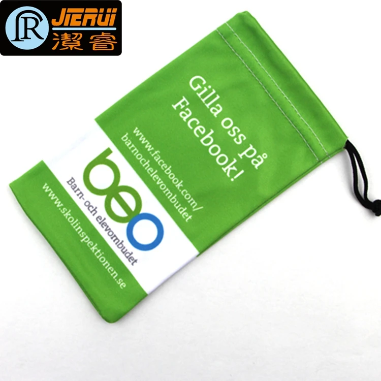 
full color printing microfiber drawstring mobile phone pouch 