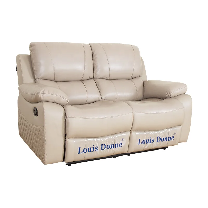 China Canape de salon 3 places cuir Beige Leather 3 Seat Couch Living Room Recliner Sofa