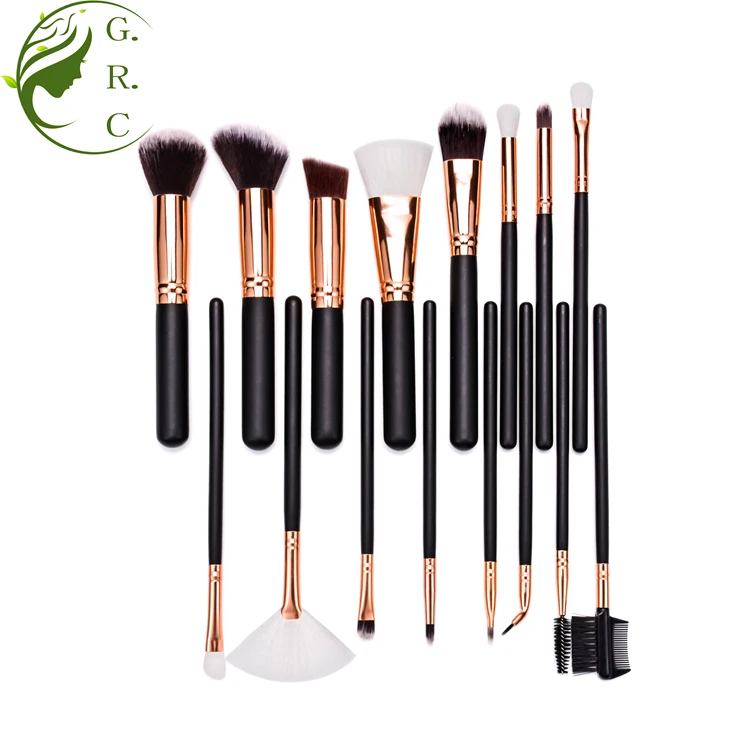 Small order acceptable gradient Synthetic hair cosmetic brushes halal makeup brush private logo label 16 piece makeup brush set