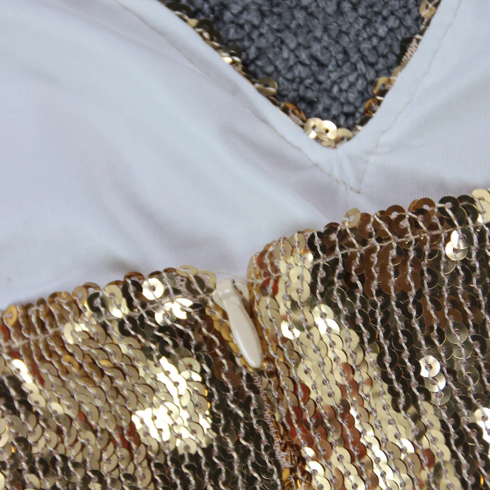 Gold sequin women party dress mini and bandage evening party dress