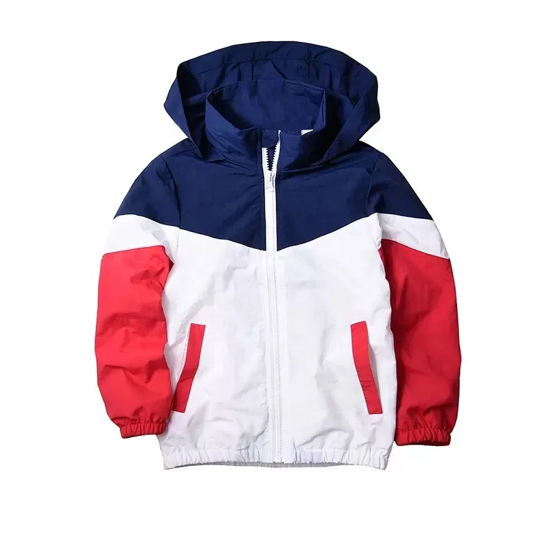 
Wholesale Custom Mesh Sports Zipper Public Light Coats With Hood For kids Boy Spring Jacket 