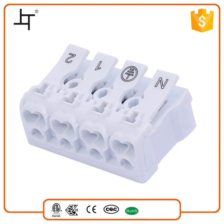 Greenway plastic 4 pin connector terminal with ground tap for LED lighting 863-4