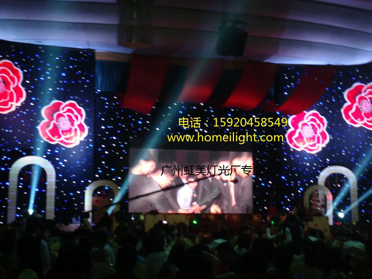 Homei lighting 4*6M Blue and White LED Star Curtain backdrop for Night Club led curtain light cloth