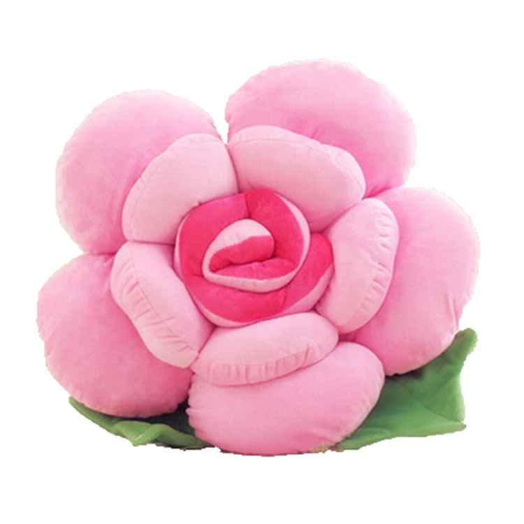 Top sale quality red heart petal rose shape lovely valentine gift pillow for girls