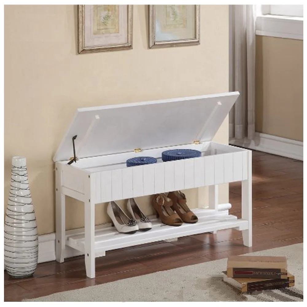 MDF shoe organizer pine wood white storage bench rack