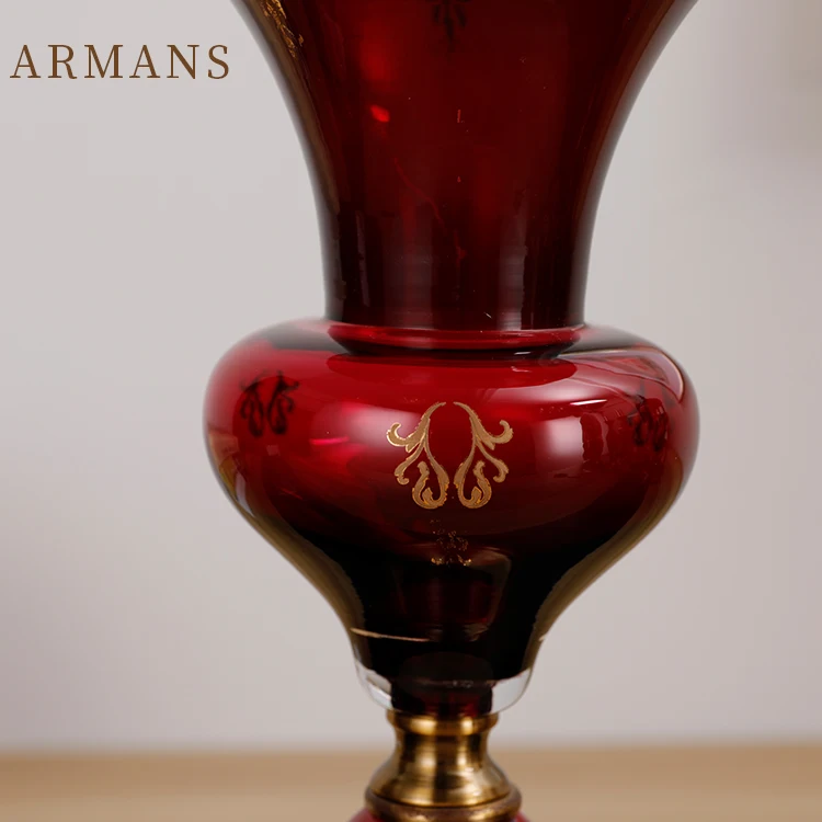 vase home decor Metal plated Copper Italy Outline Glass  flower vase