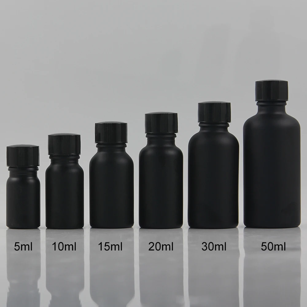5ml 10ml 15ml 20ml 30ml 50ml matte black nail polish bottles with brushes