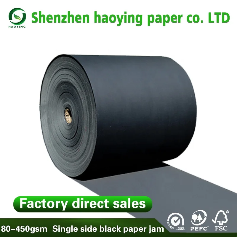 
100% wood pulp 200gsm black cardboard paper for packing box 