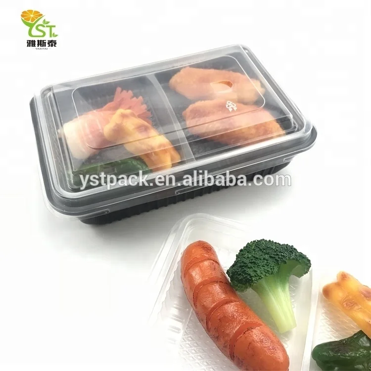 High Quality Plastic Disposable Lunch Box 2 Compartment Microwave Hot Food Container