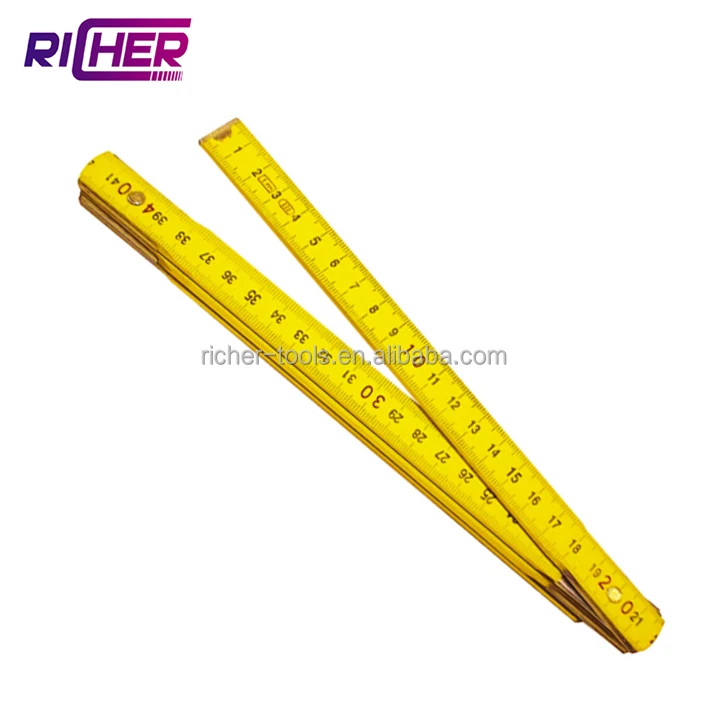 Promotional Scale Ruler For School Wooden Folding Ruler With Normal Rivet