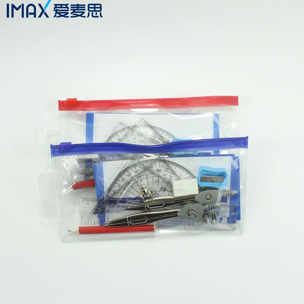 High quality customized brand geometry set with PVC bag for students