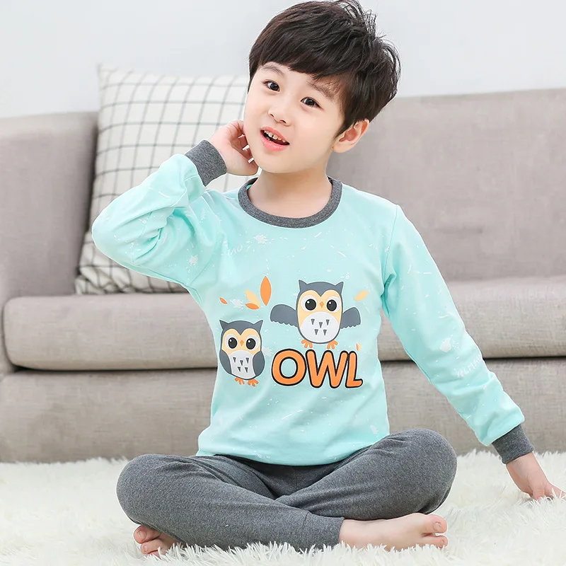 2021 Cheap girl boy homewear for child dress cartoon sublimation boys pajamas size 12 wholesale garments 100%cotton kids suits