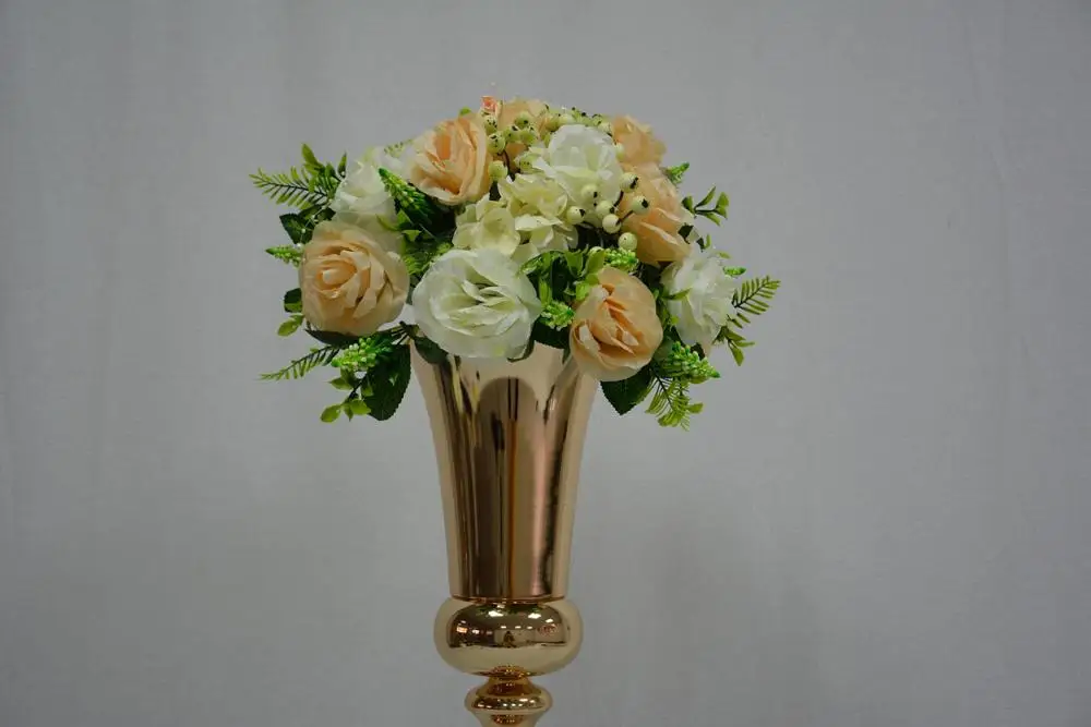
Hot sell headstand gold&silver trumpet metal vase wedding table centerpiece flower holder centerpiece trumpet vase 
