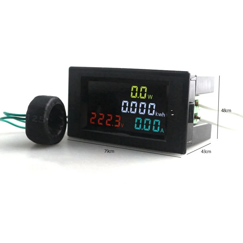 D69-2049 Multi-Functional Color Screen AC Voltmeter Ammeter Voltage Current Power AC 80-300V 100A